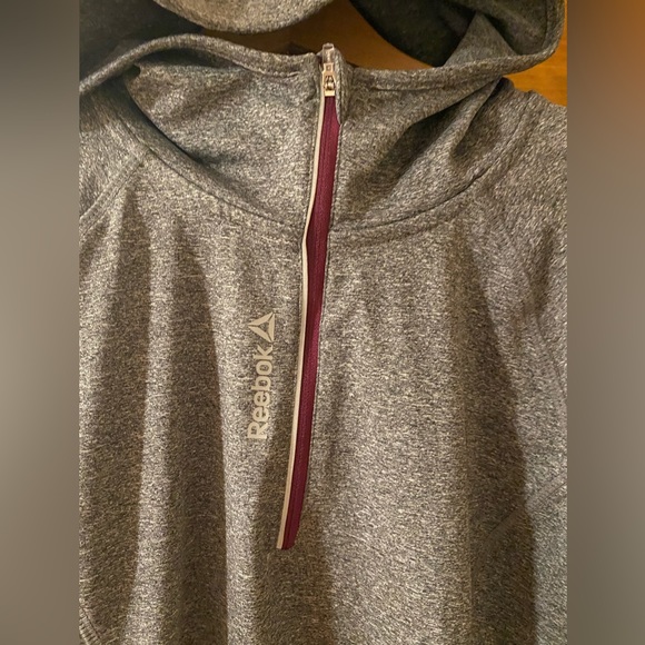 HOODIE REEBOK Quarter zip Tunic Fitted pullover Gray Spandex Yoga XL - Picture 10 of 10